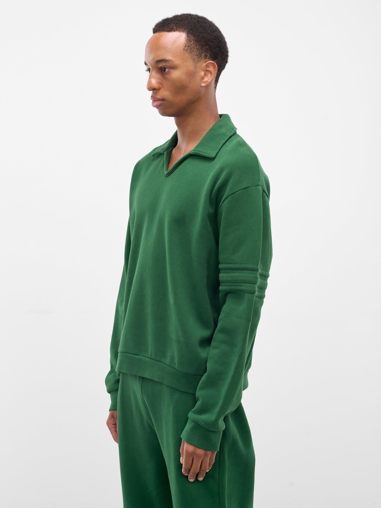 Green Cotton Relaxed Polo Sweatshirt - 2