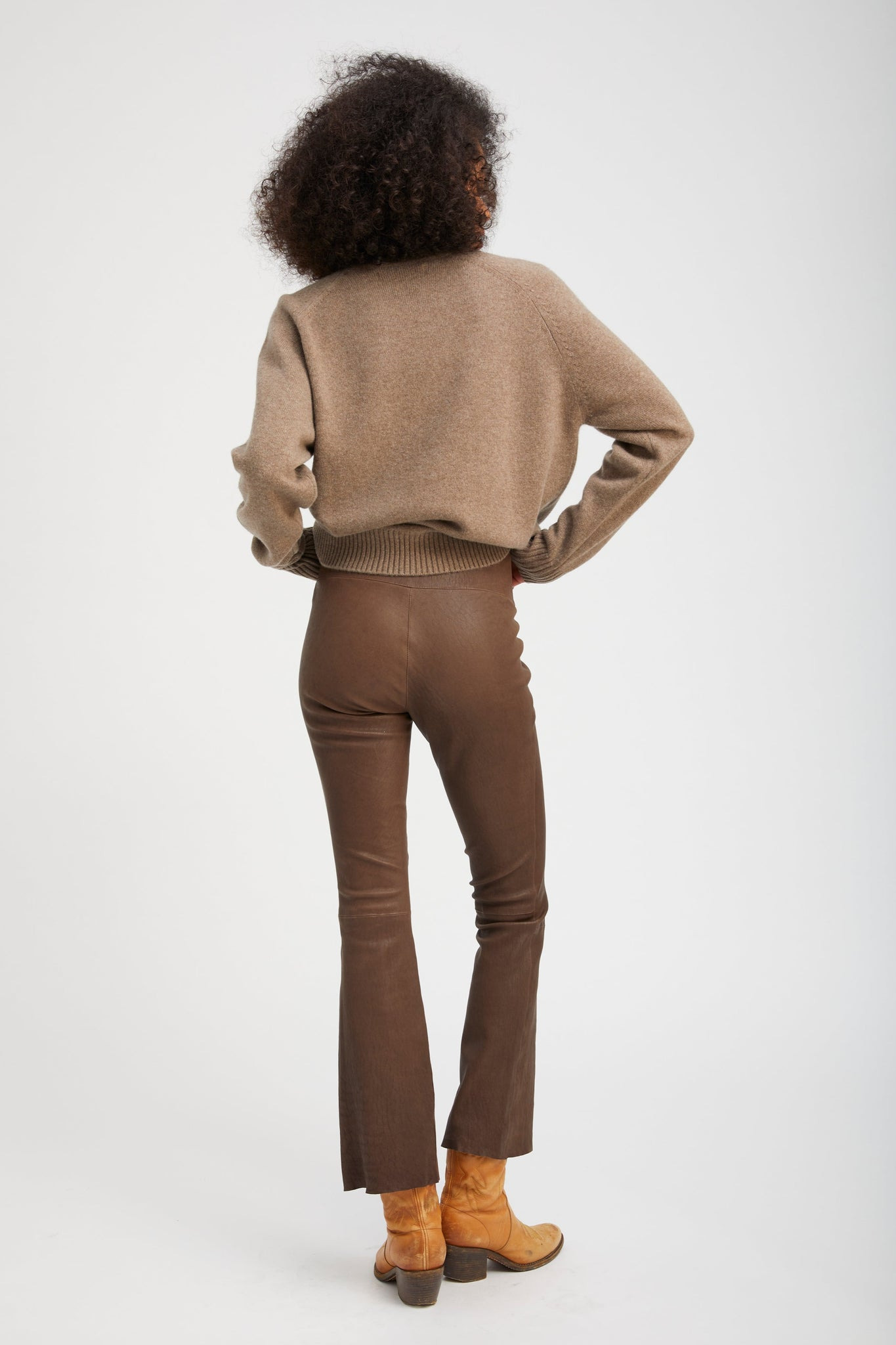 TRUFFLE LEATHER ANKLE FLARE - 4