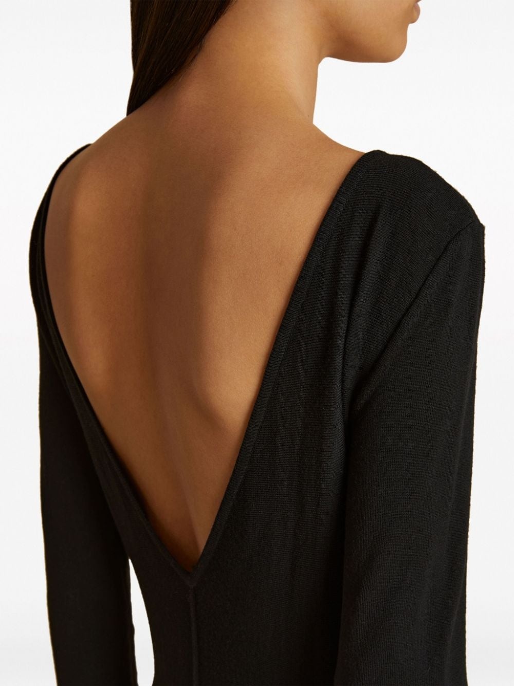 scoop-back virgin-wool midi dress - 6