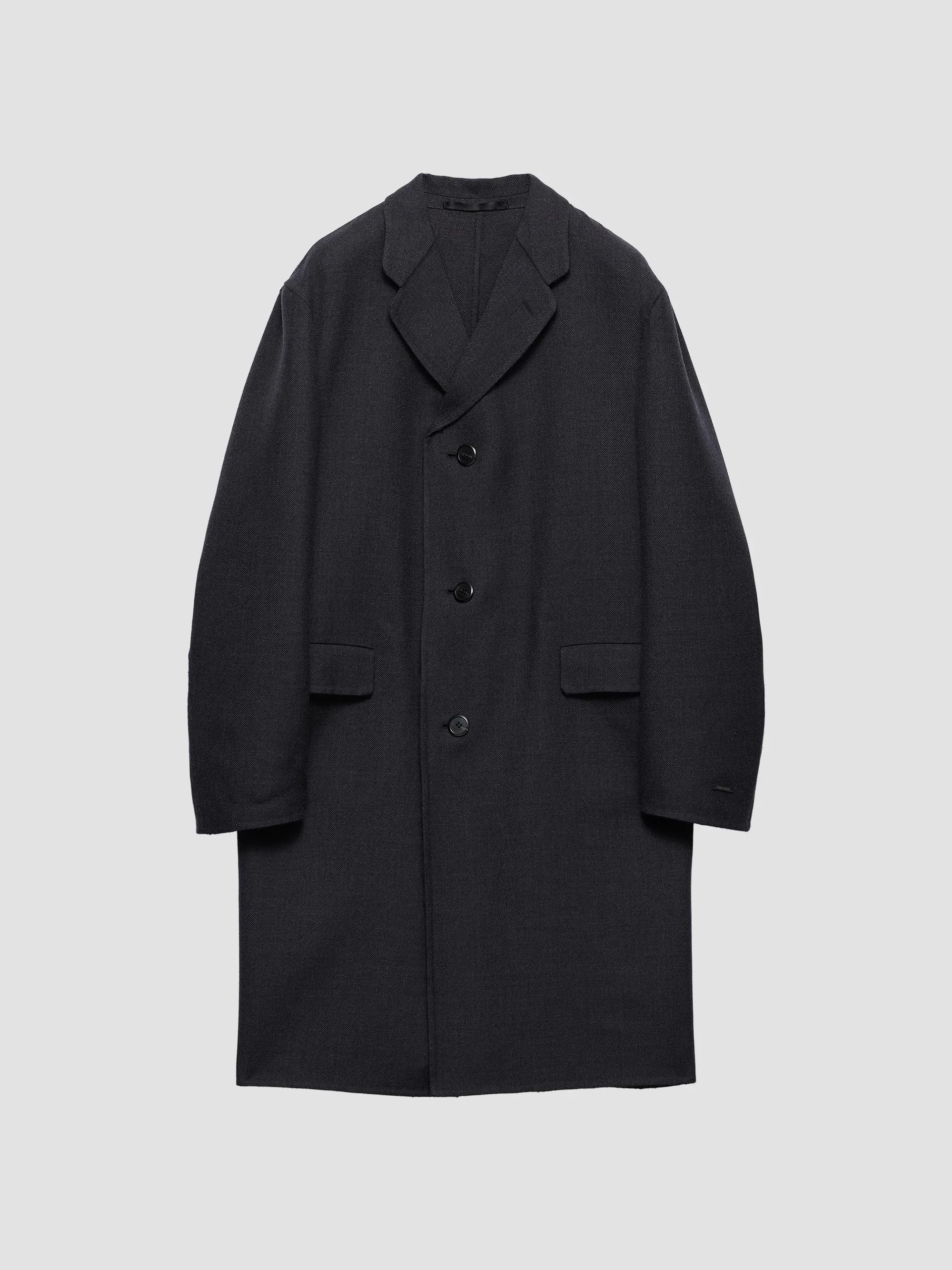 Men's Single-Breasted Wool and Silk Coat - Grey - 1