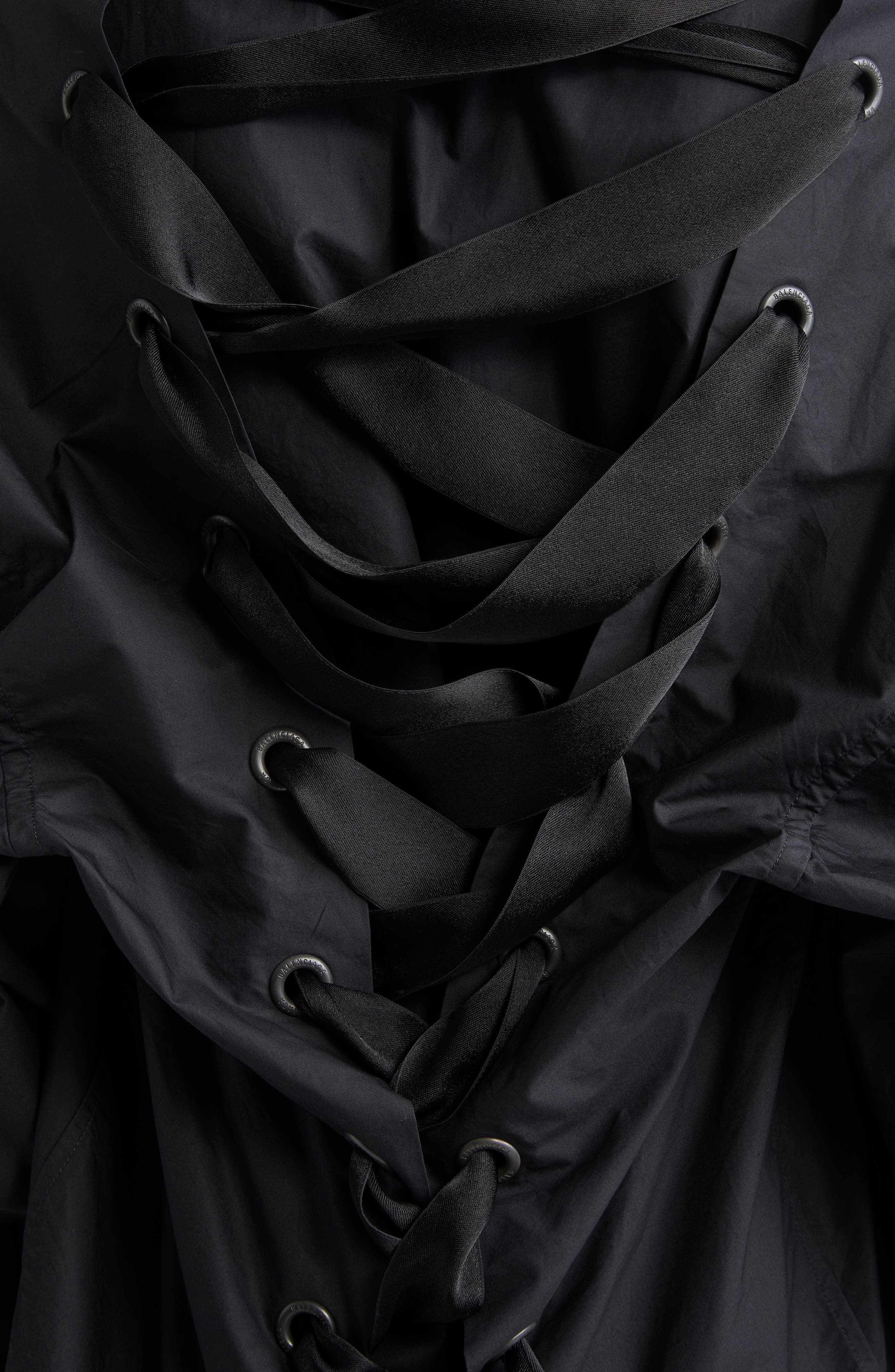Balenciaga Lace-Up Cotton Poplin Shirt in 1000 Black at Nordstrom - 7