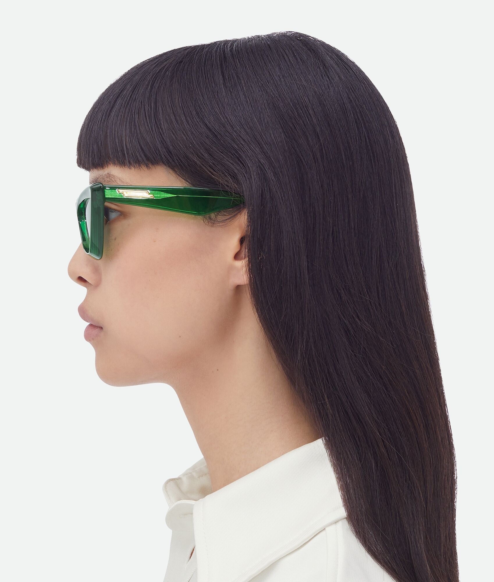 Angle Cat Eye Sunglasses in Green - Bottega Veneta