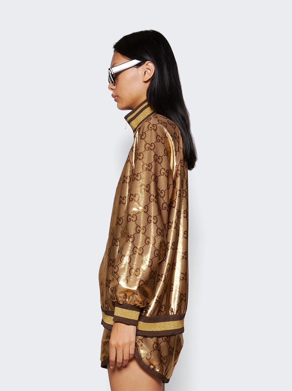 Maxi GG Sparking Jersey Zip Jacket Camel Gold - 4