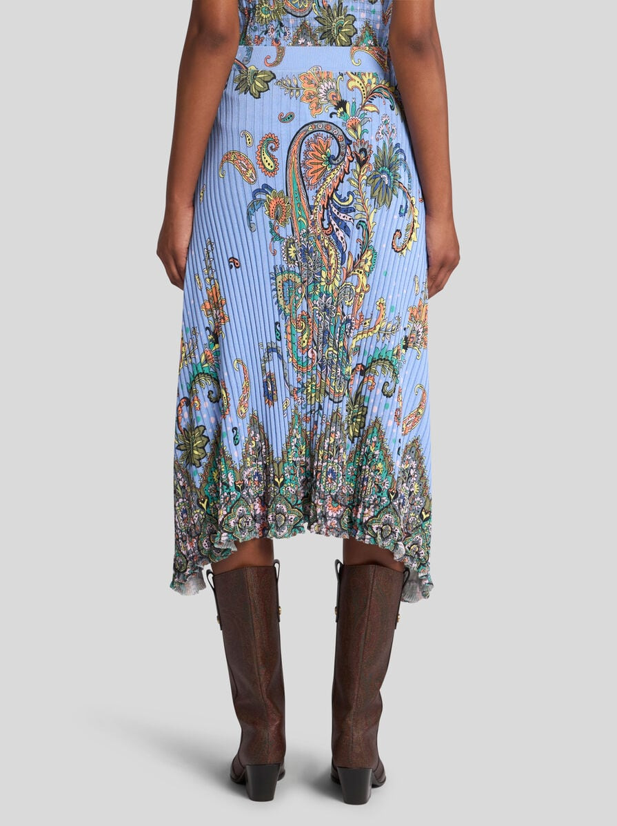 RIBBED MIDI SKIRT WITH FLORAL MOTIF - 5