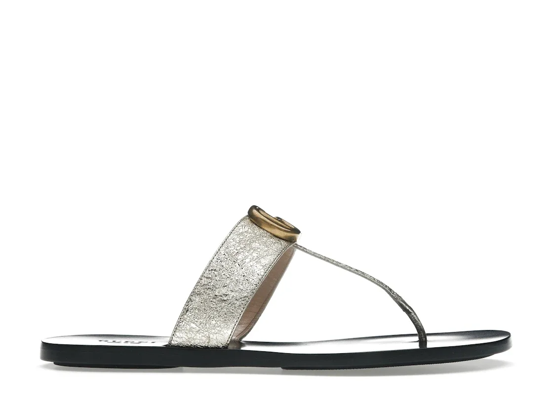 Leather thong sandal with Double G - 1