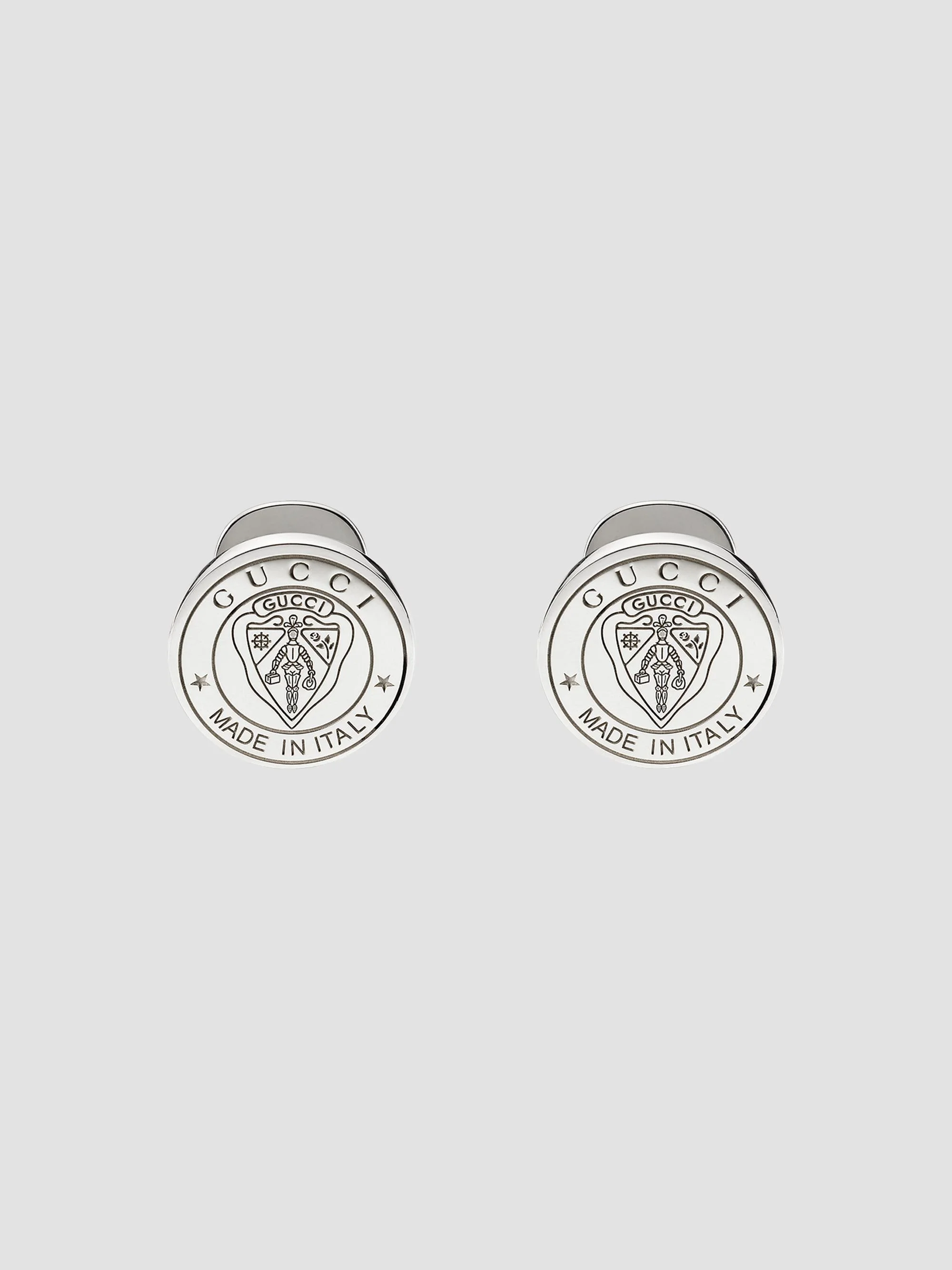 Men's Crest Round Cufflinks - Silver - 1