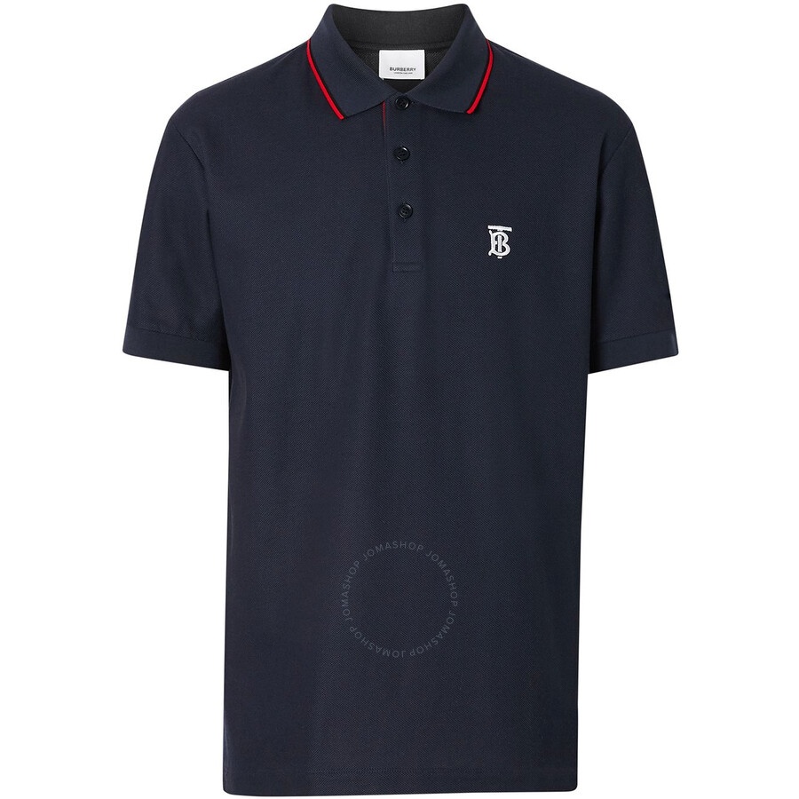 Burberry Men's Navy Short Sleeved Placket Pique Polo Shirt - 5