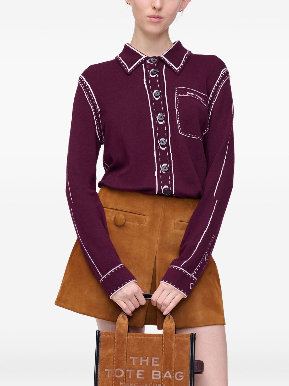 button-down knitted top - 4