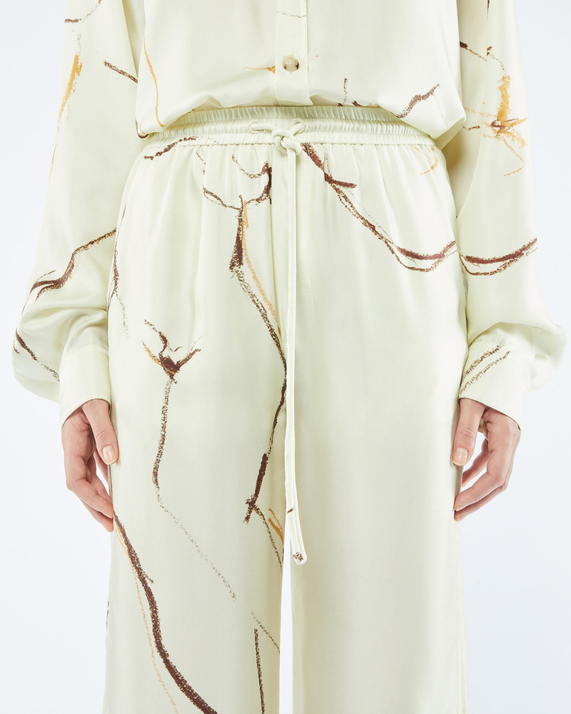 JARINE - Printed twill silk pants - Line drawing 5