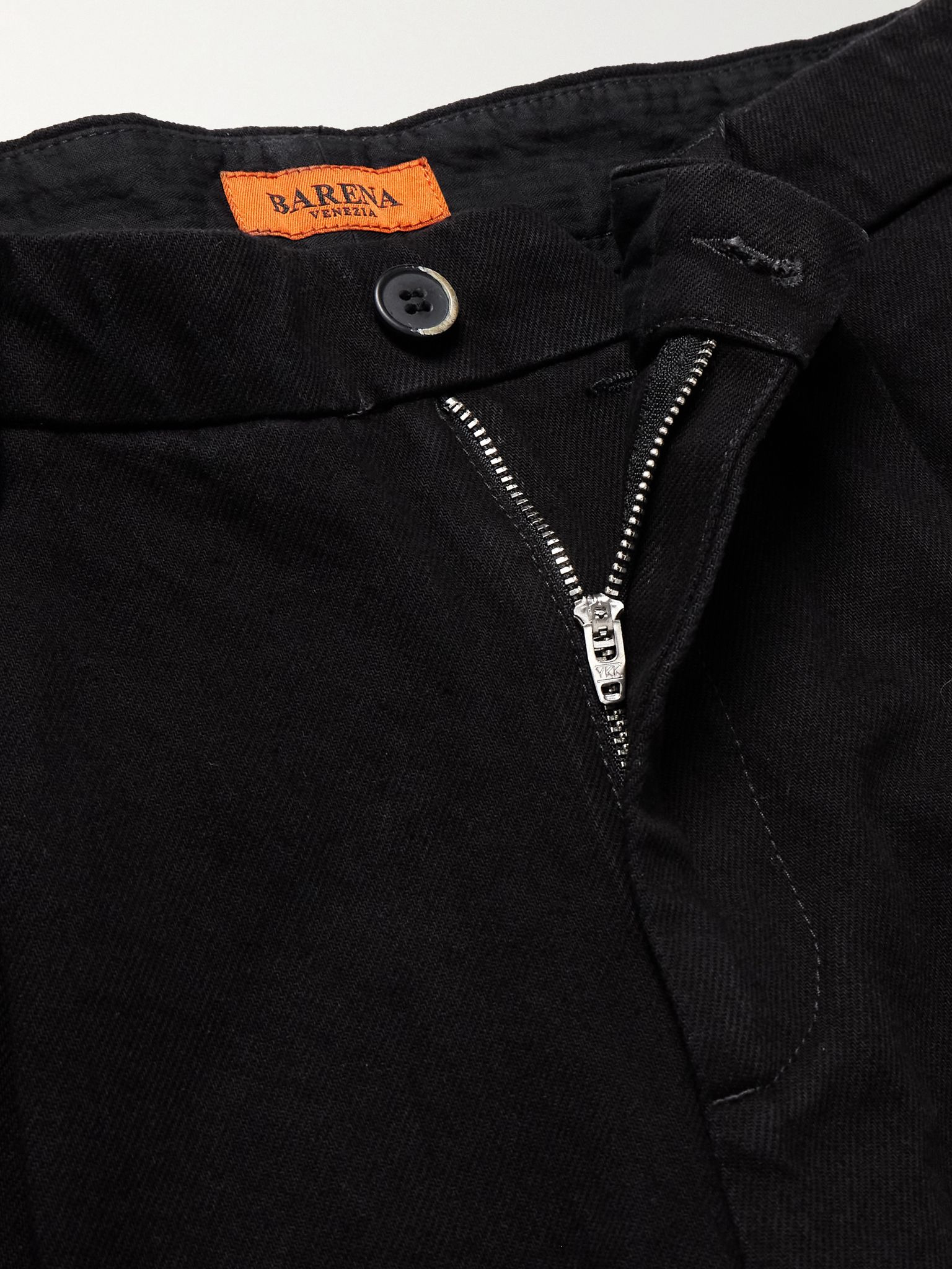 Straight-Leg Pleated Cotton-Gabardine Trousers Black - 6