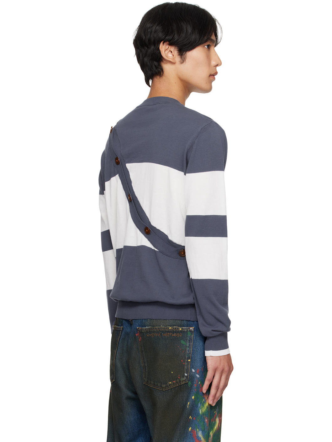 White & Navy Ollie Cardigan - 3
