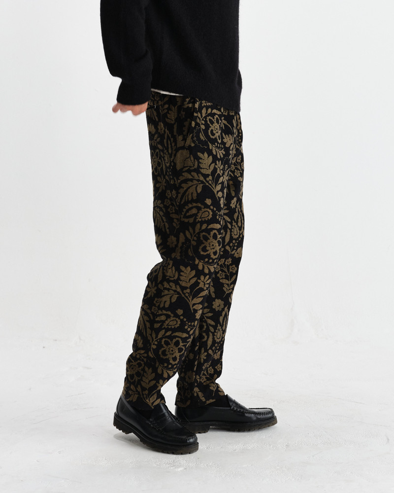 Tyne - Black And Khaki Chenille Jacquard Trousers 4