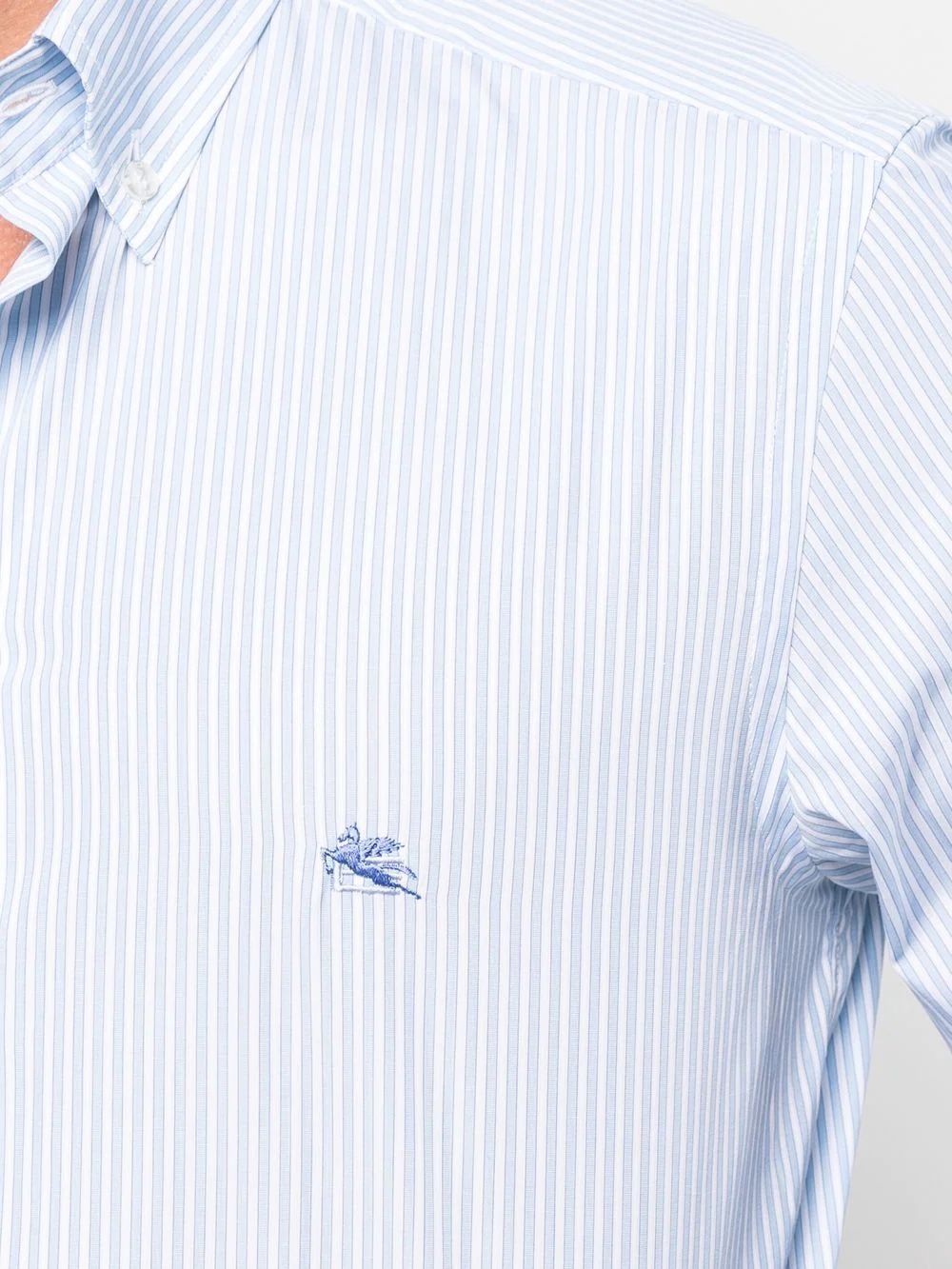 embroidered-logo striped shirt - 5