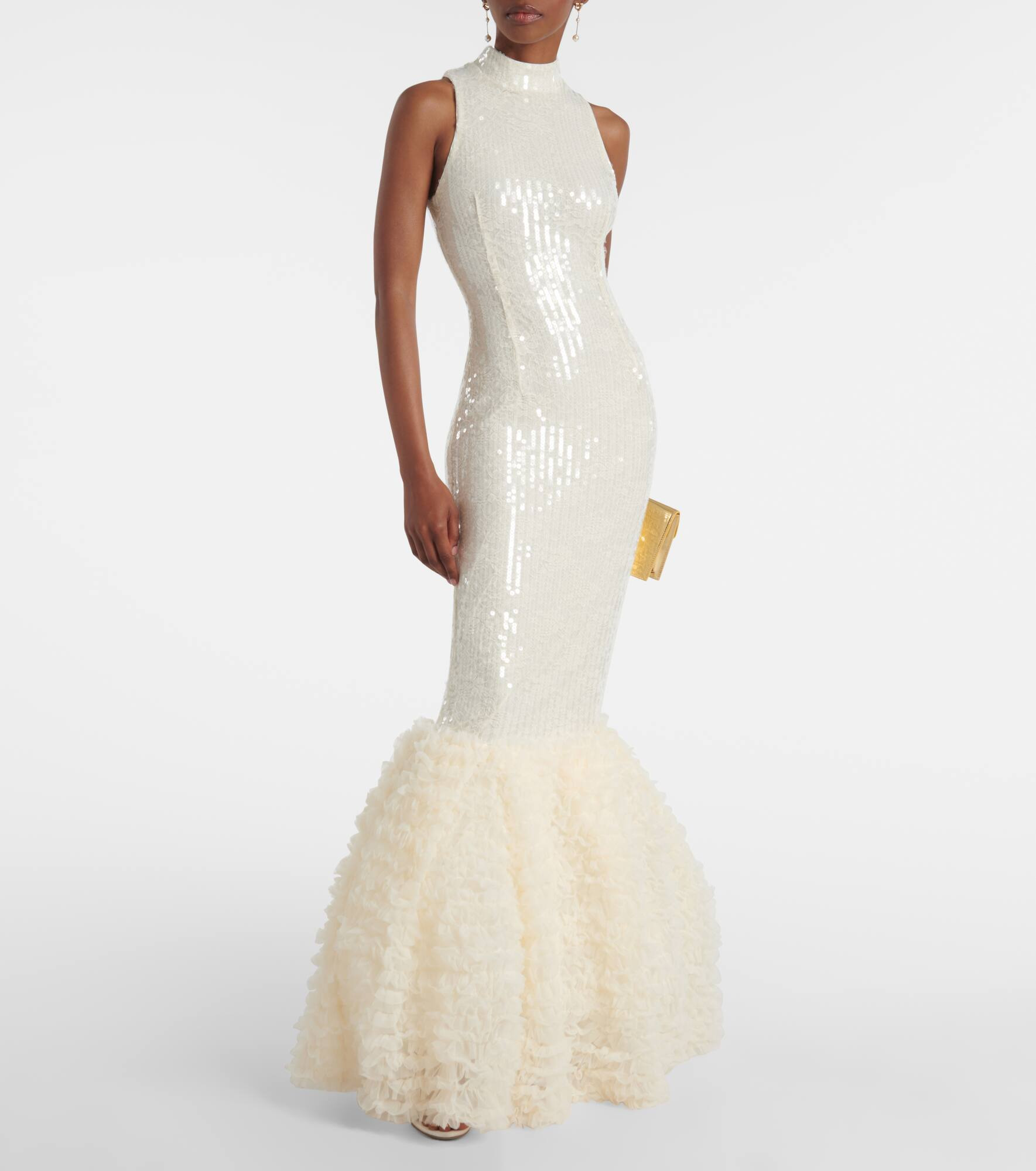 Ruffled sequined halterneck gown - 2
