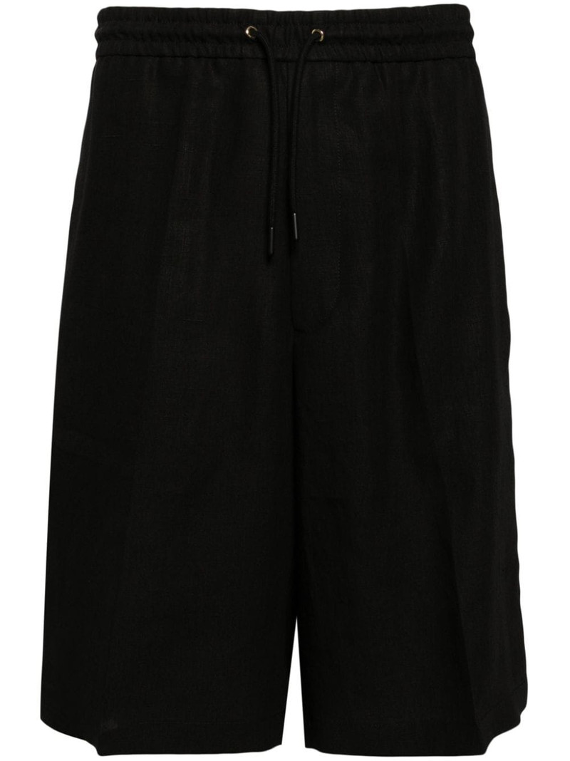 drawstring-waist linen shorts 1