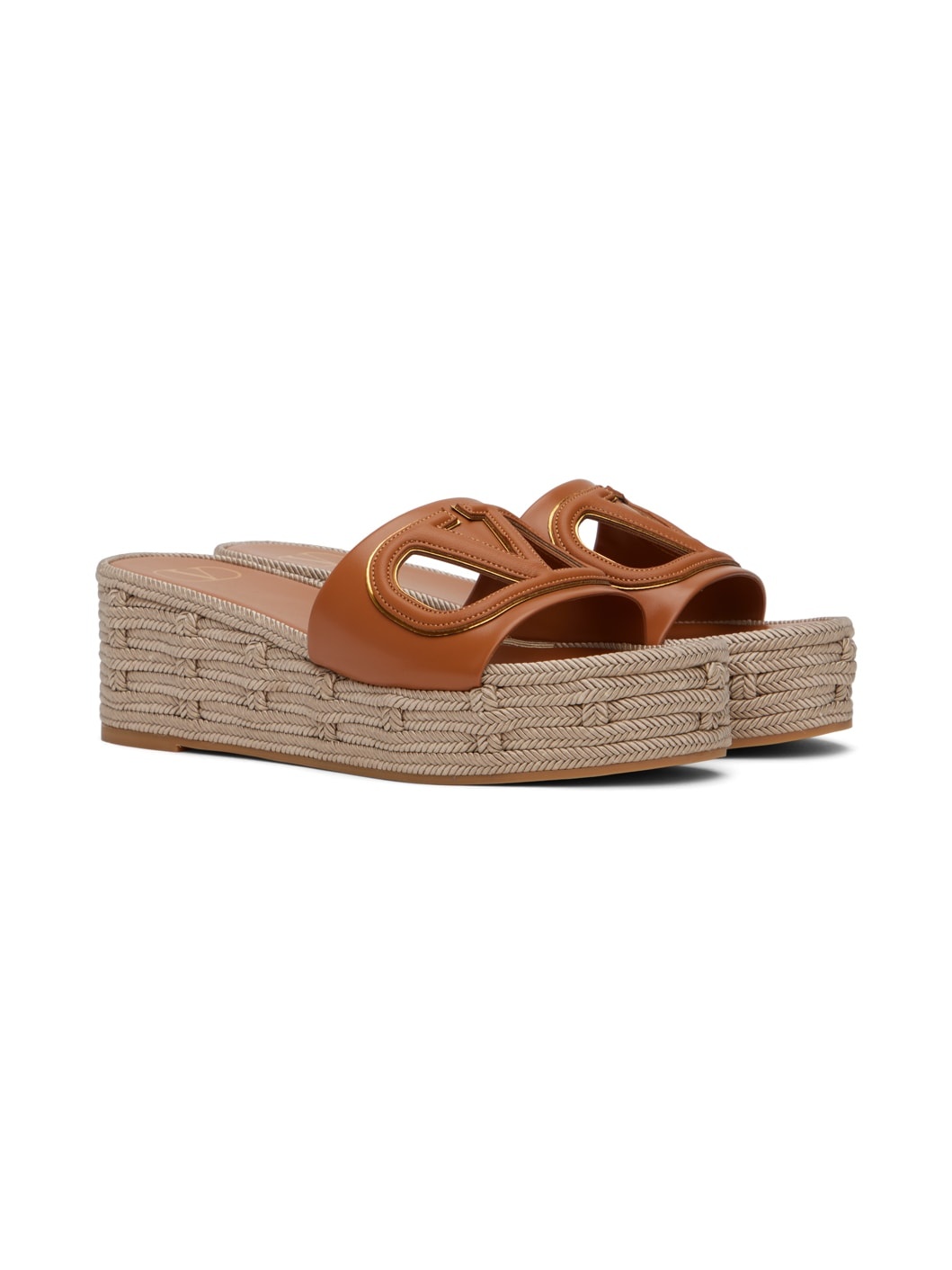 Tan VLogo Cutout Sandals - 4