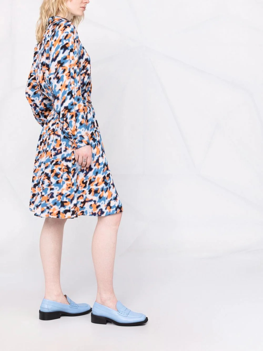 abstract-print drawstring-waist midi dress - 4
