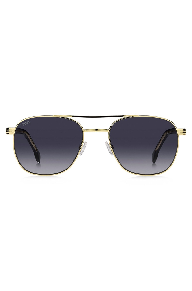 DOUBLE-BRIDGE SUNGLASSES IN BLACK AND GOLD TONES - 1