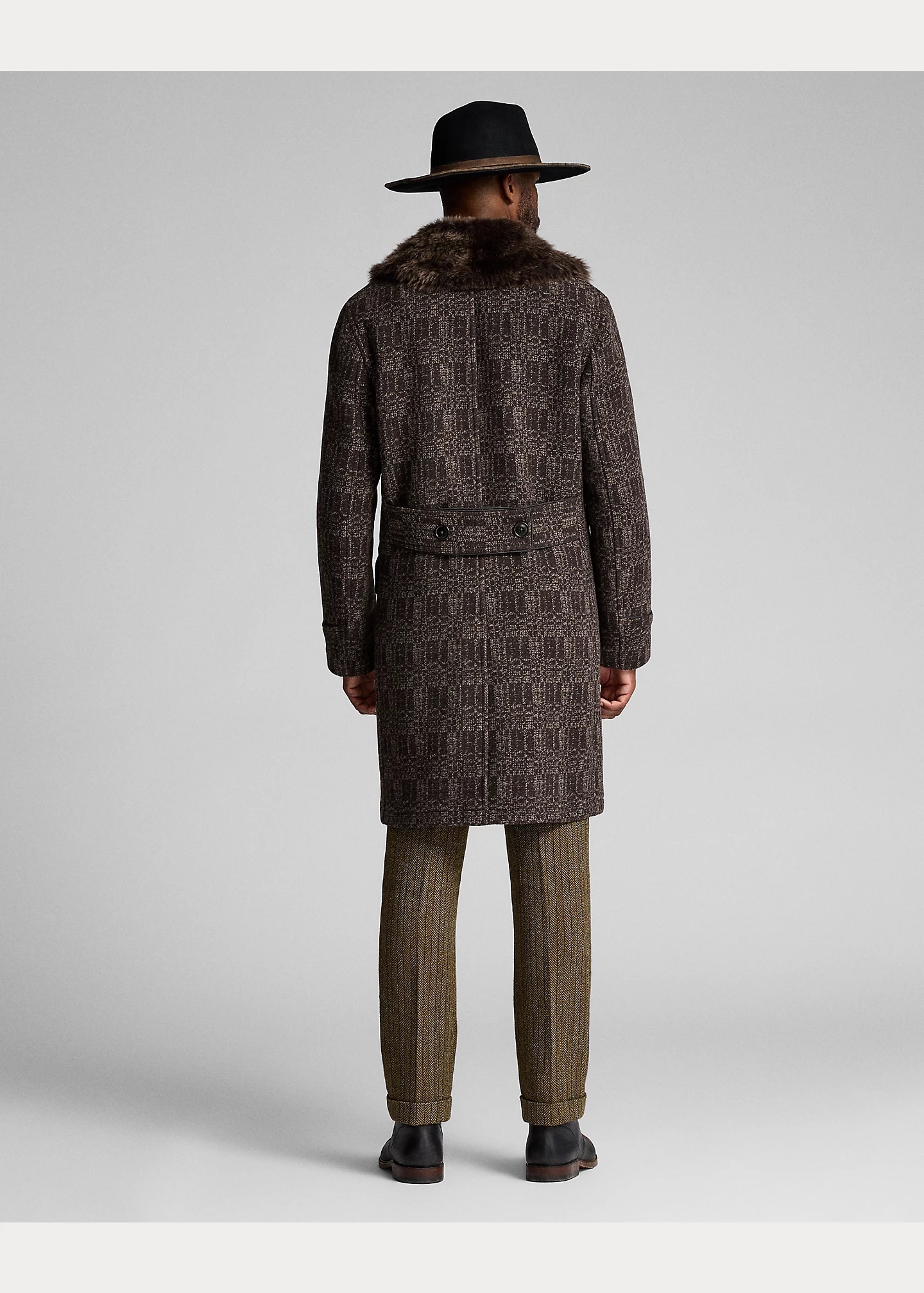 Shearling-Collar Jacquard Coat - 4
