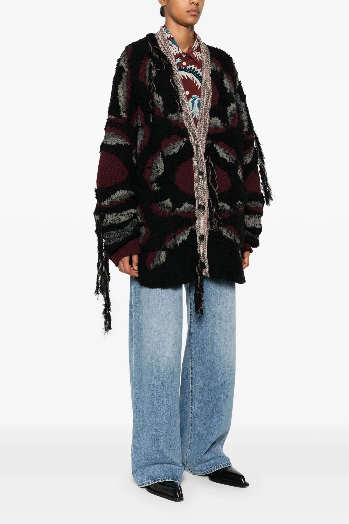 Fringed oversized cardigan - 2