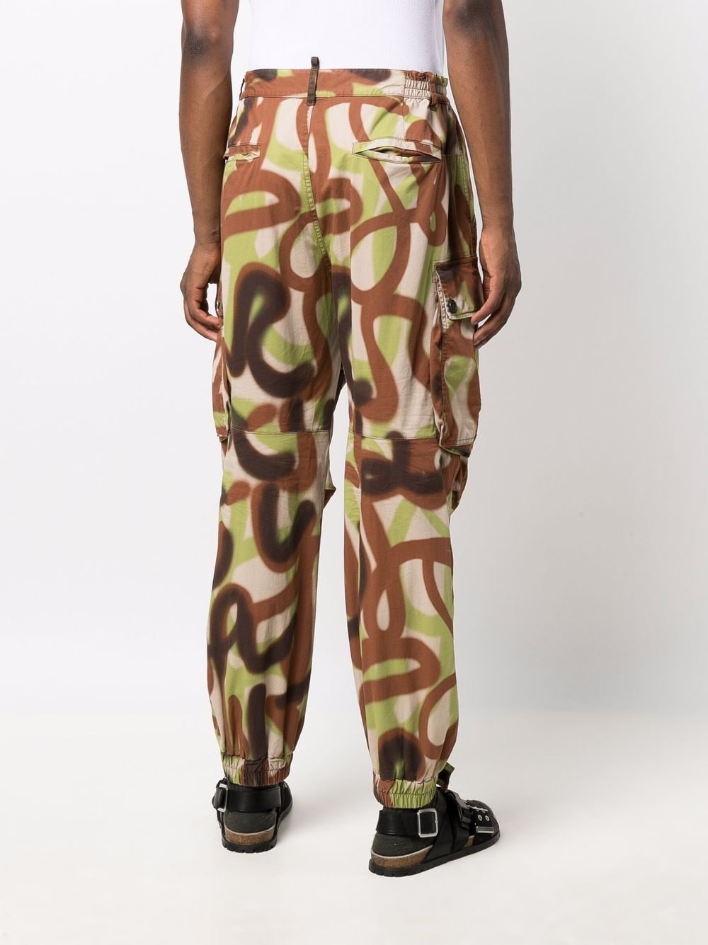 graffiti print cargo trousers - 4