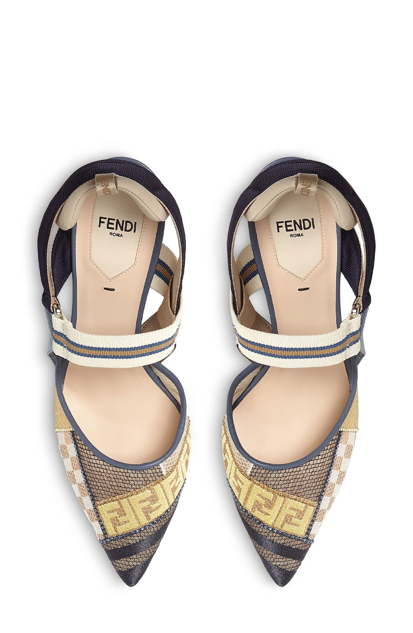Fendi Colibri Pointed Toe Slingback Pump in Blue/Beige Multi at Nordstrom - 3