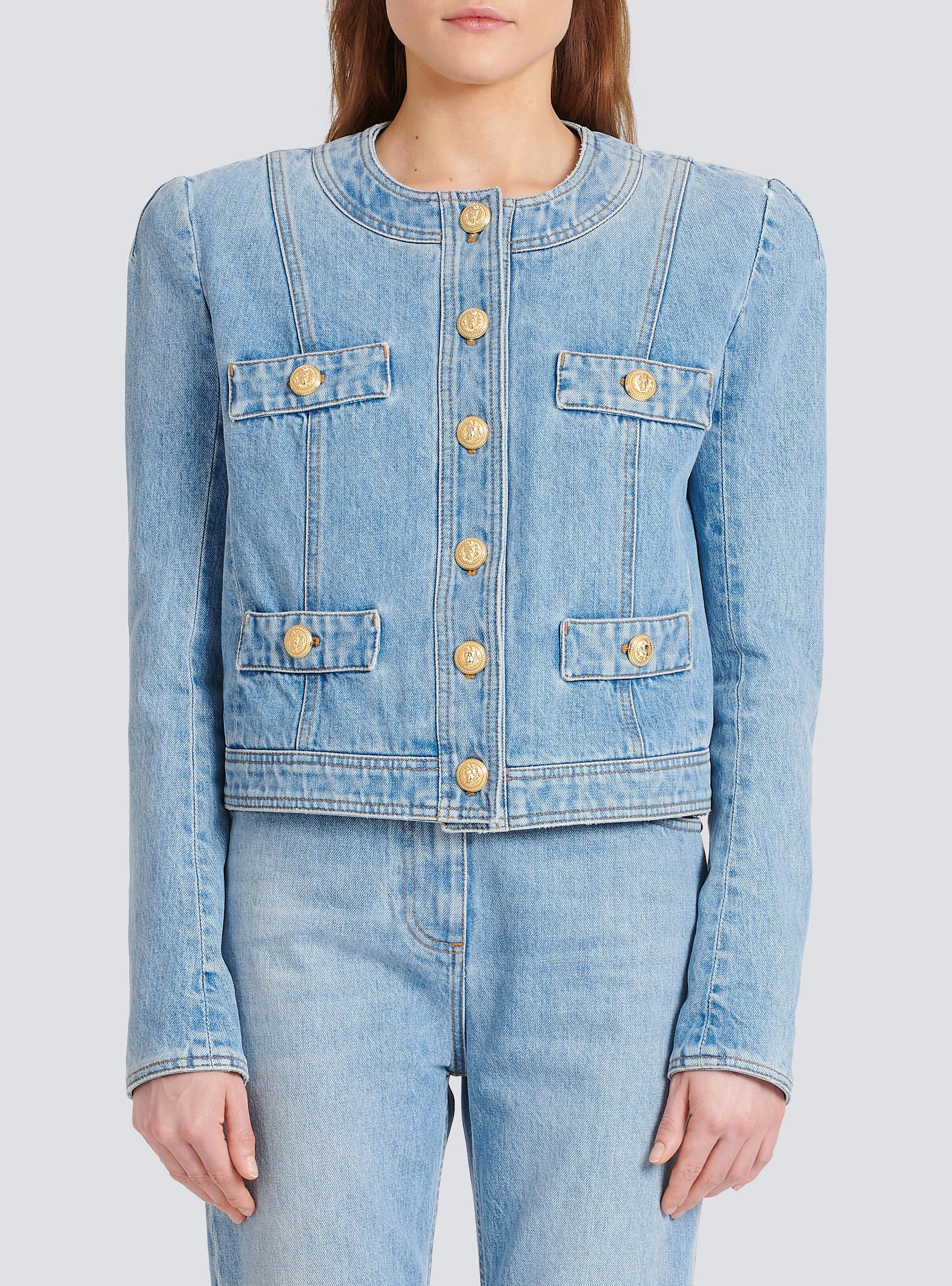 Cropped denim jacket - 6