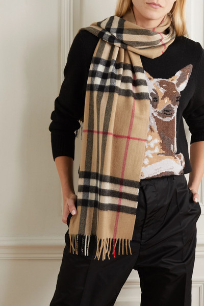 Burberry Fringed checked cashmere scarf outlook