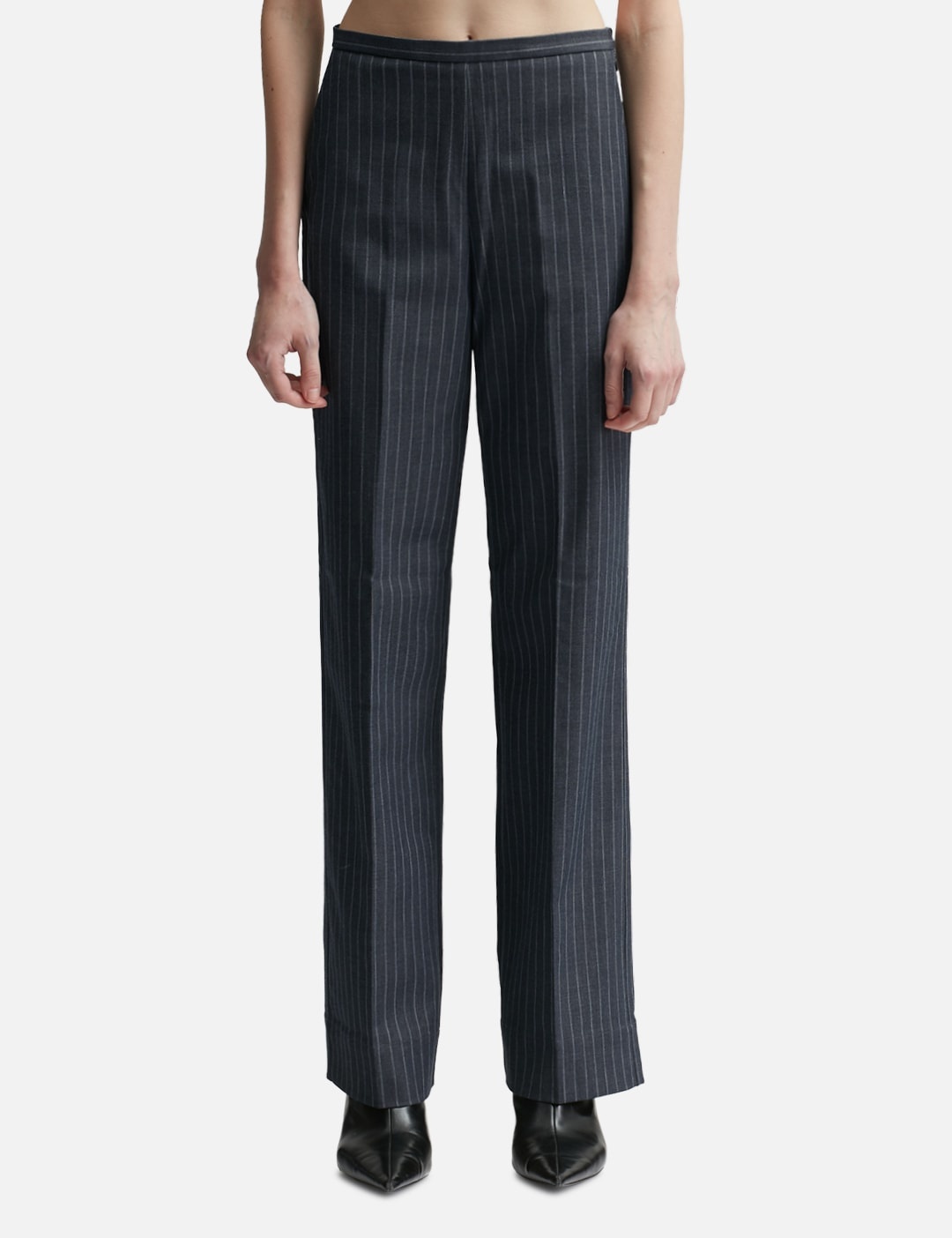 STRETCH STRIPED MID WAIST TROUSERS - 1