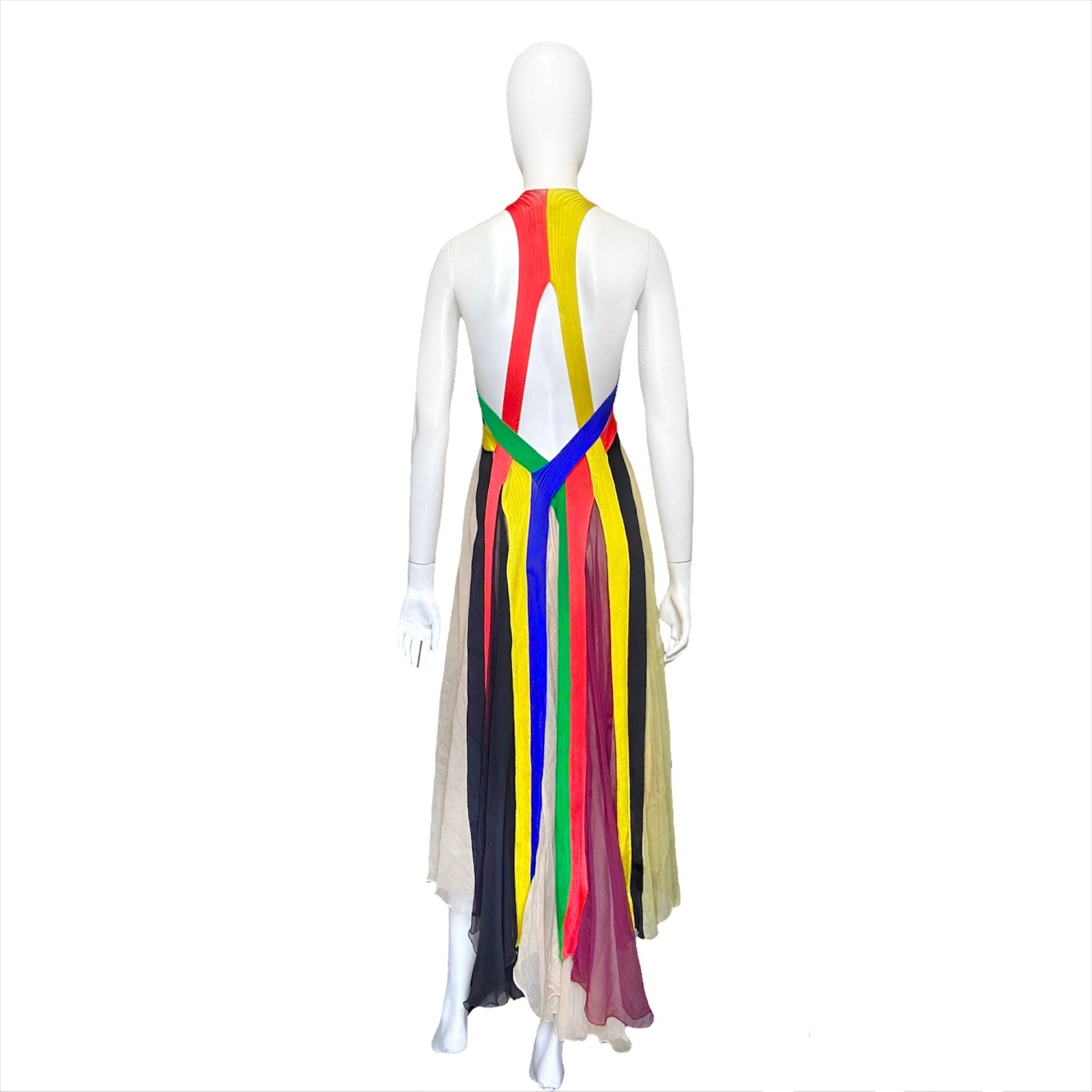 Jean Paul Gaultier Spring 2009 Sex And The City 2 Rainbow Plunging Neckline Cutout Open Back Maxi Dr - 10