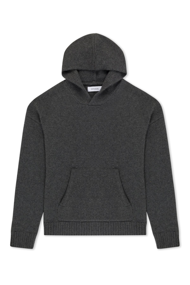 CHARCOAL HEAVY CASHMERE OVERSIZED HOODIE 5