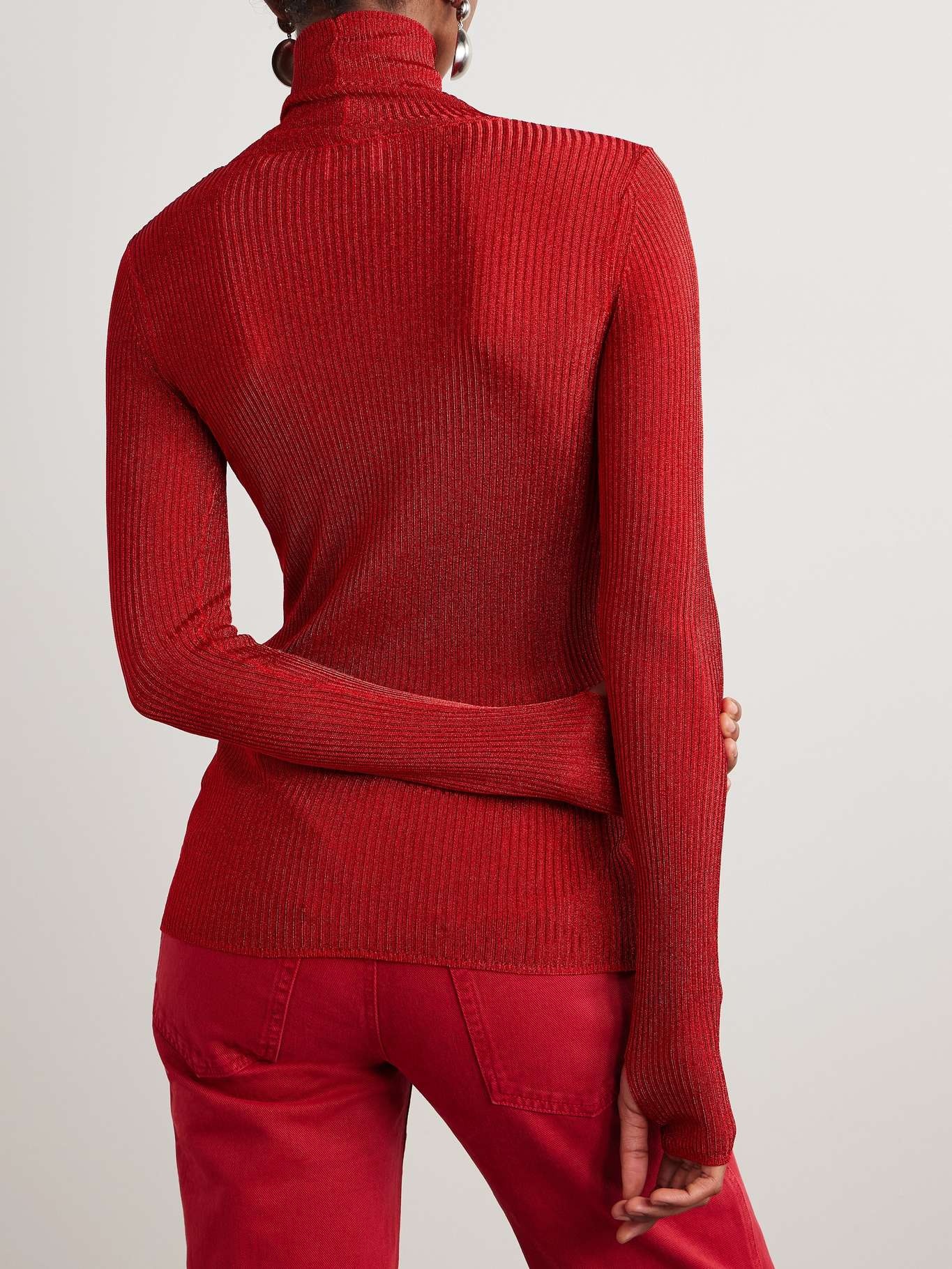 Jaelis metallic ribbed-knit turtleneck sweater - 4