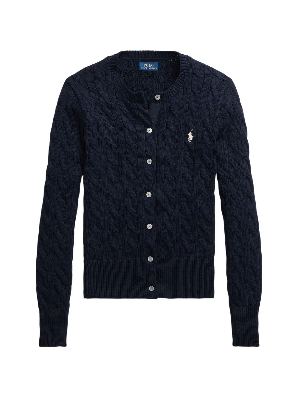 cable-knit logo-embroidered cardigan - 1