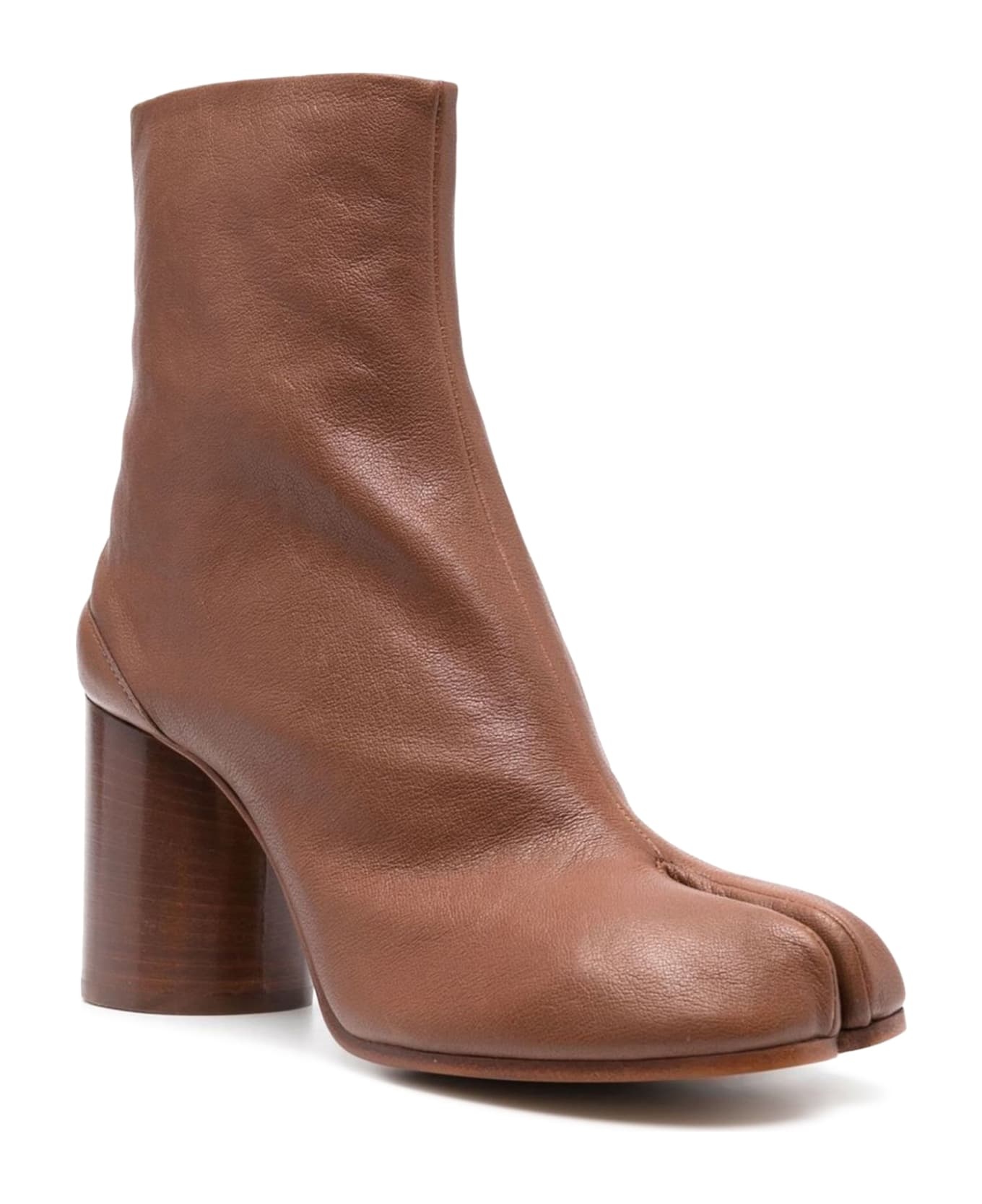 'tabi' Brown High Heel Ankle Boots In Leather Woman - 2