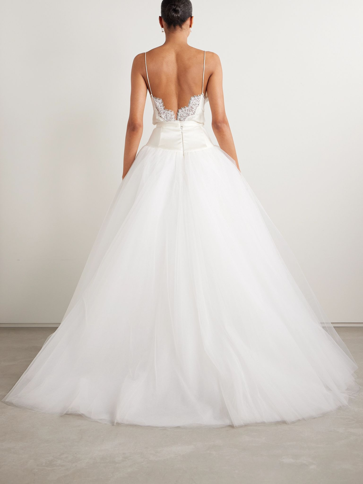 Joe Petticoat satin-trimmed tulle and crinoline maxi skirt Ivory - 4