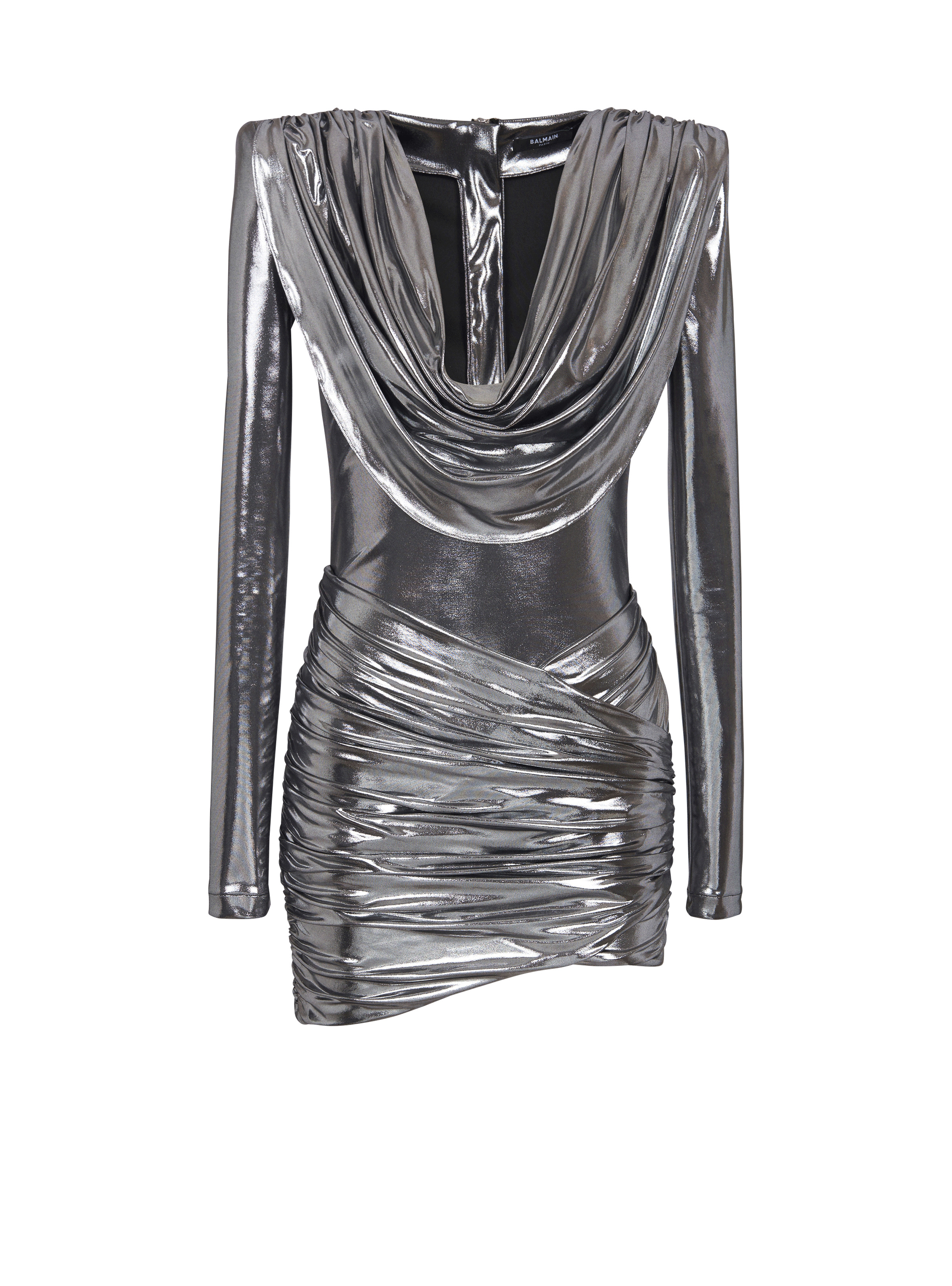 Short metallic draped dress - 1