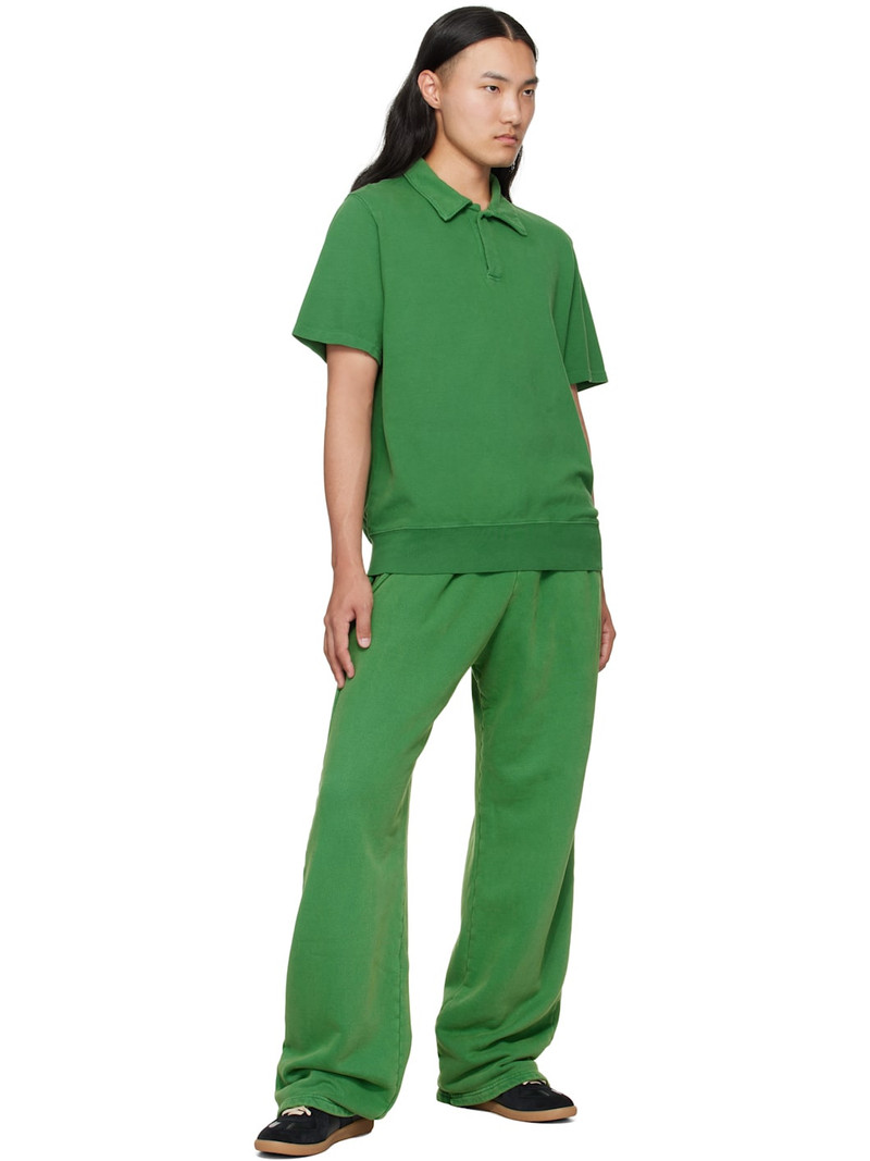 LES TIEN Green Piqué S/S Banded Tennis Polo outlook
