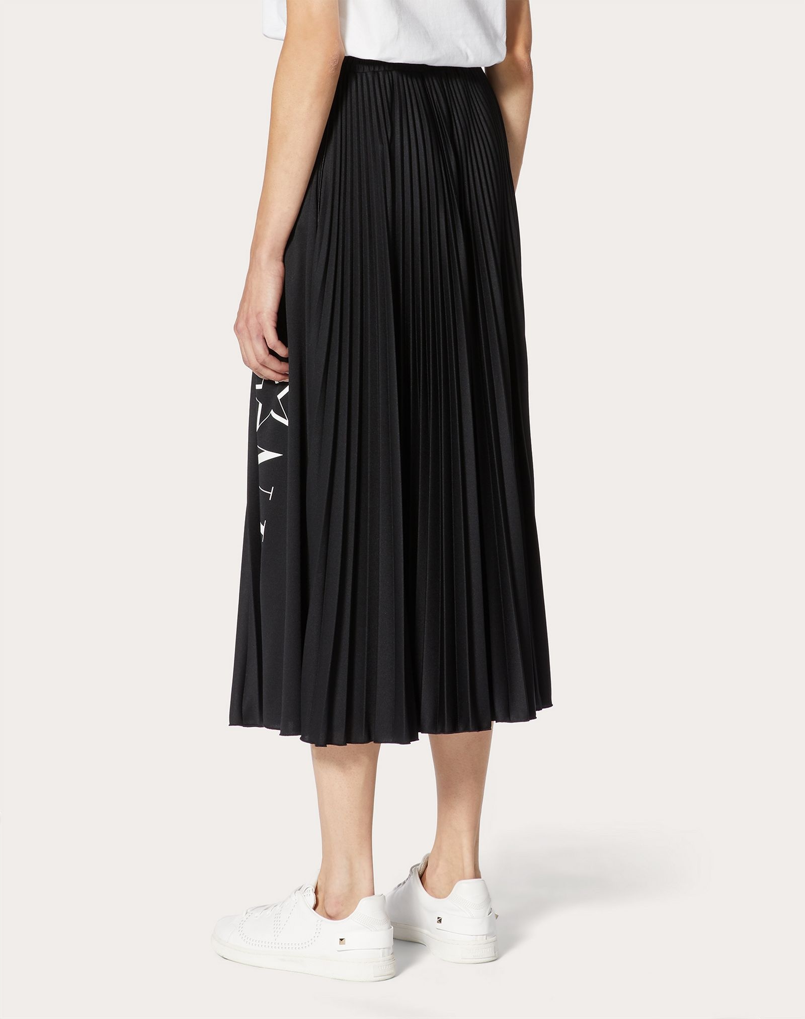 Pleated Jersey Skirt with VLTNSTAR Print - 4