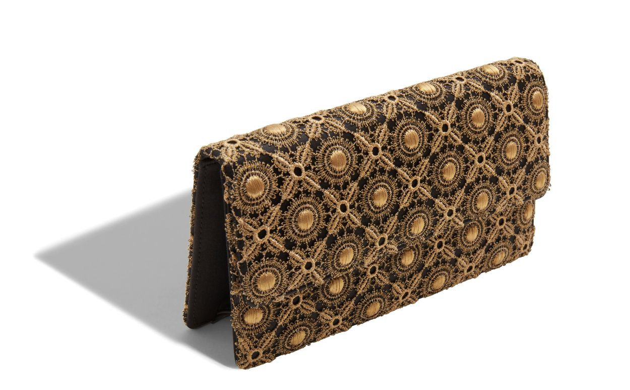 Black and Gold Satin Clutch - 2