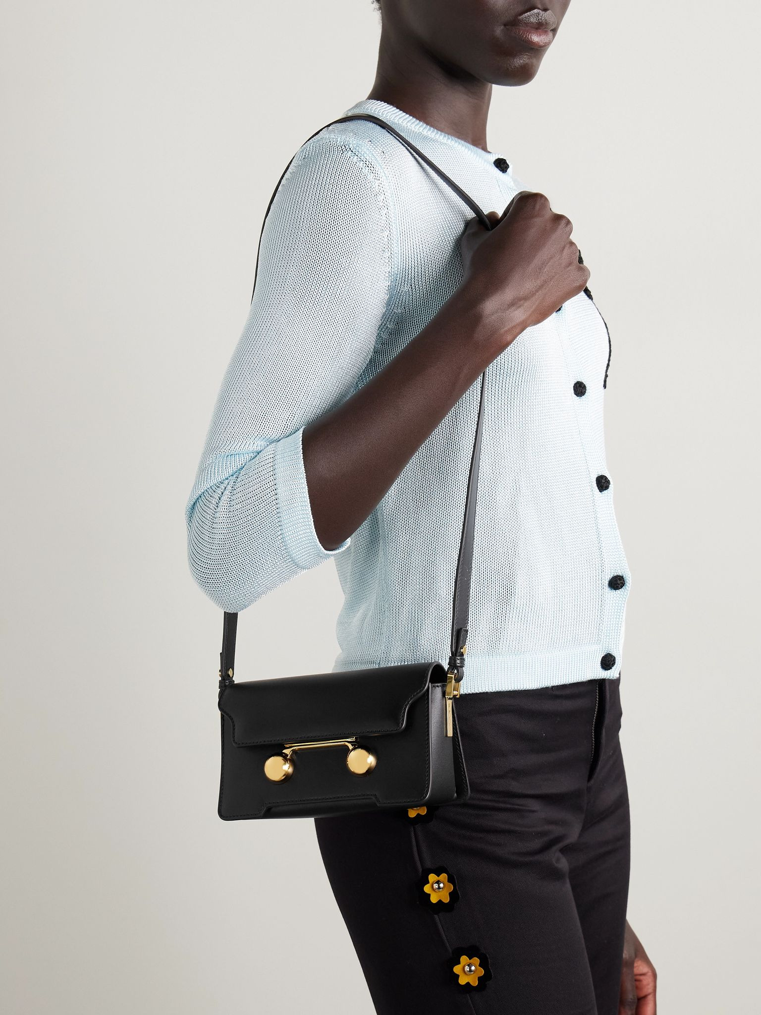 Trunkaroo mini leather shoulder bag Black - 2
