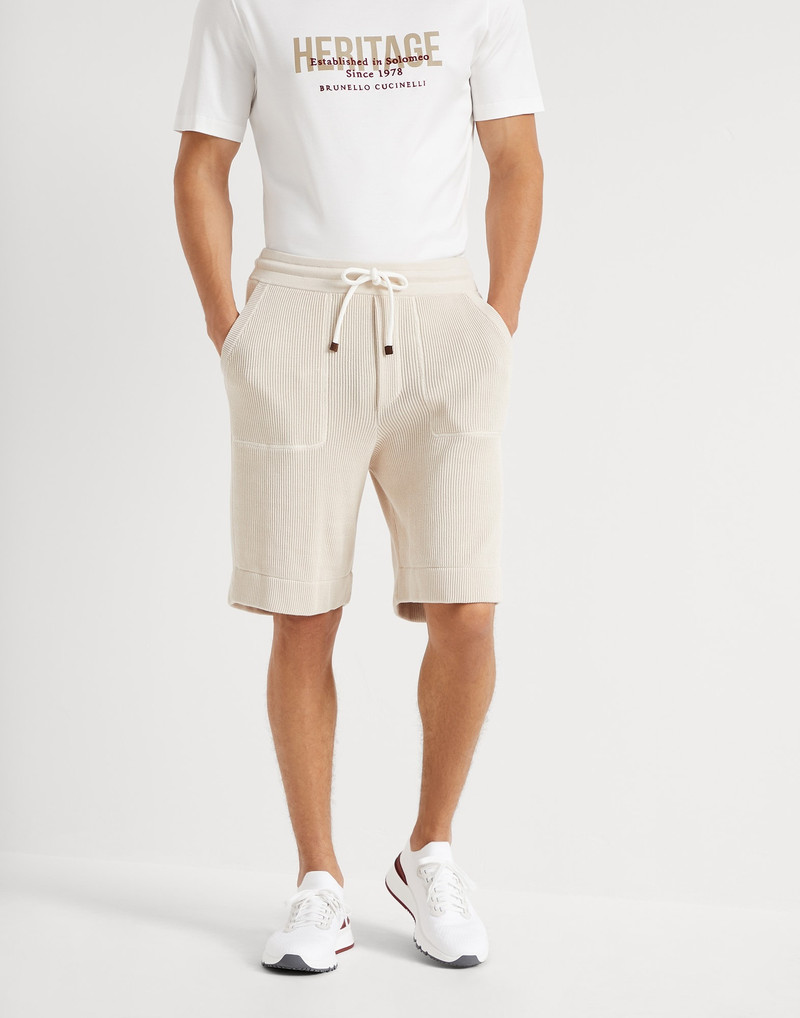 Cotton English rib knit Bermuda shorts 1