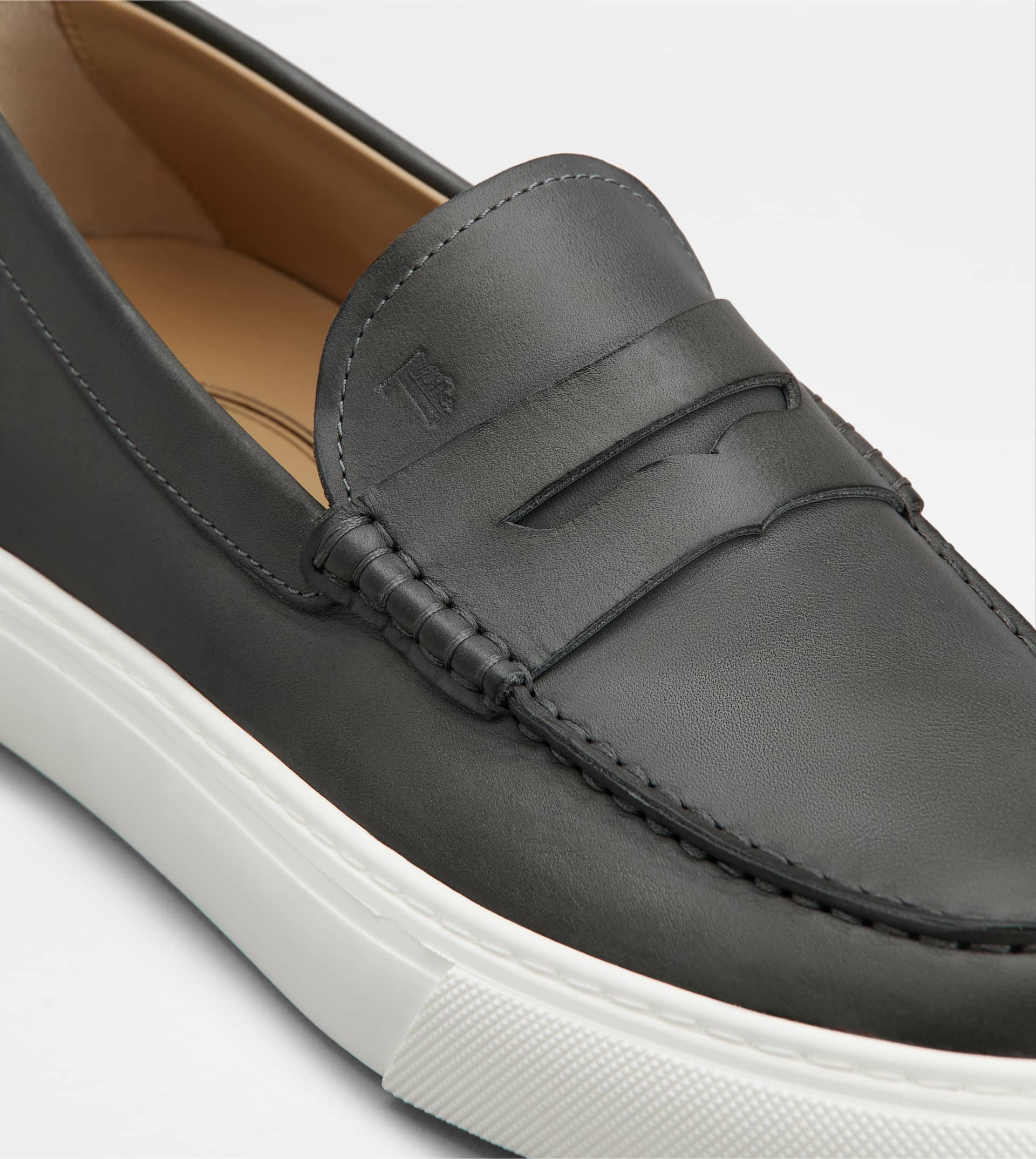 LOAFERS IN LEATHER - GREY - 5