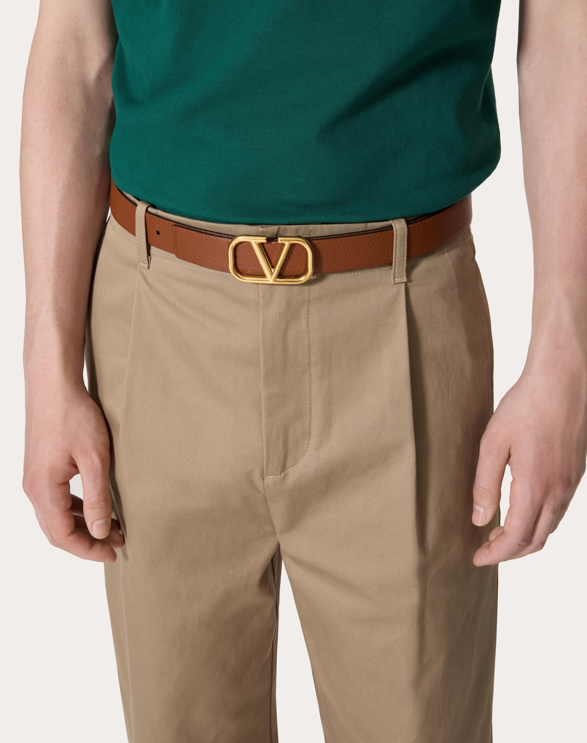 VLOGO SIGNATURE REVERSIBLE ELK-PRINT CALFSKIN BELT 30 MM - 5