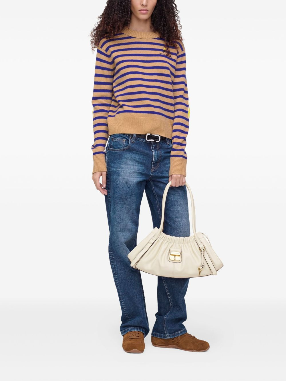 striped flower-embellished sweater - 2