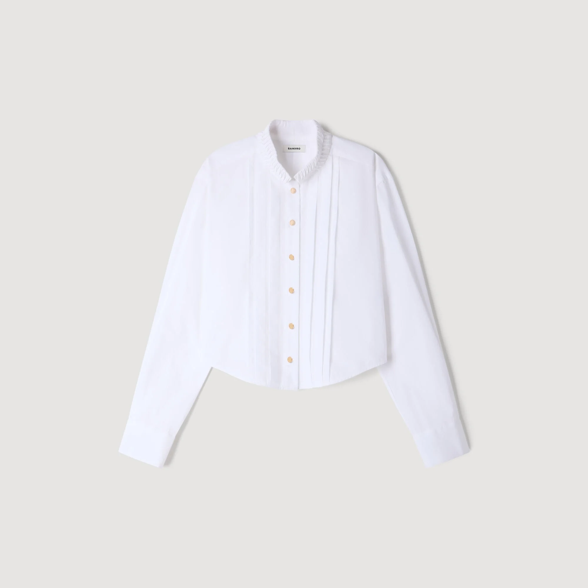 PLEATED SHIRT WITH ORIGAMI COLLAR - 1
