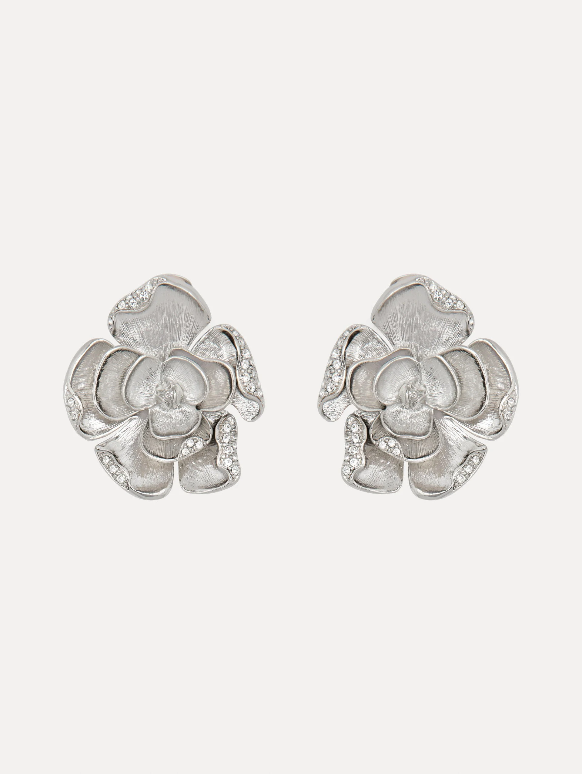 LARGE PAVÉ ROSE CLIP-ON EARRINGS - 1