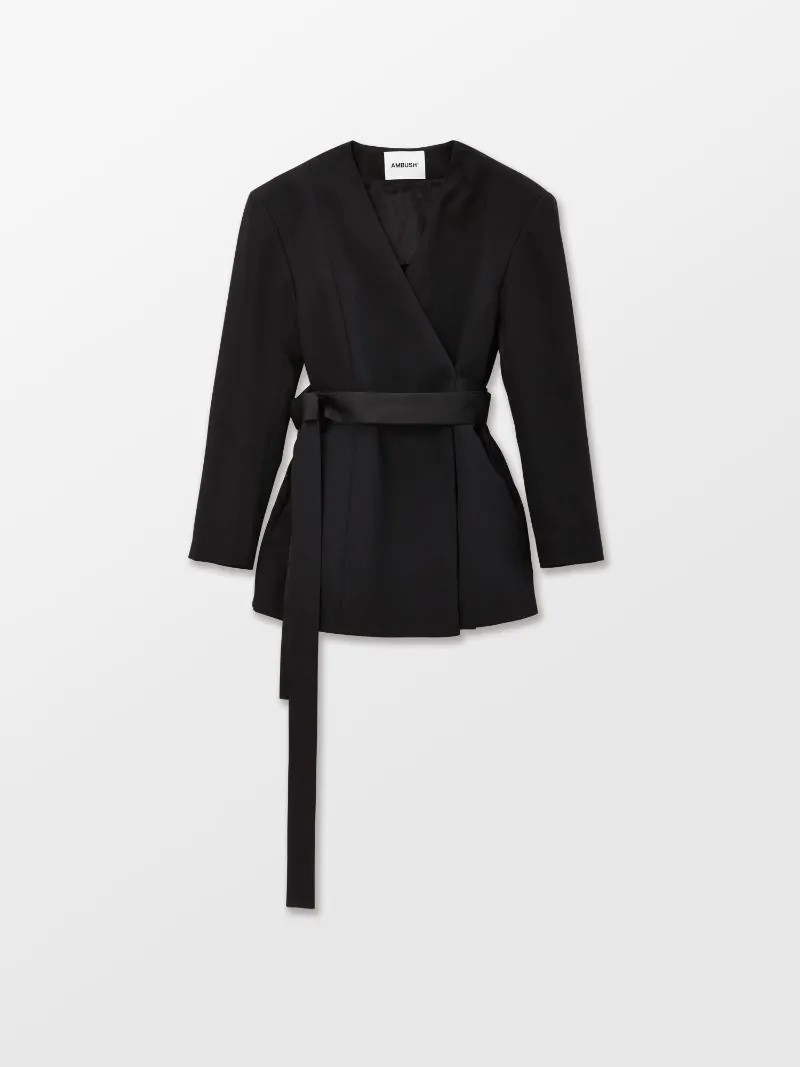 WAIST TIE WOOL BLAZER - 1