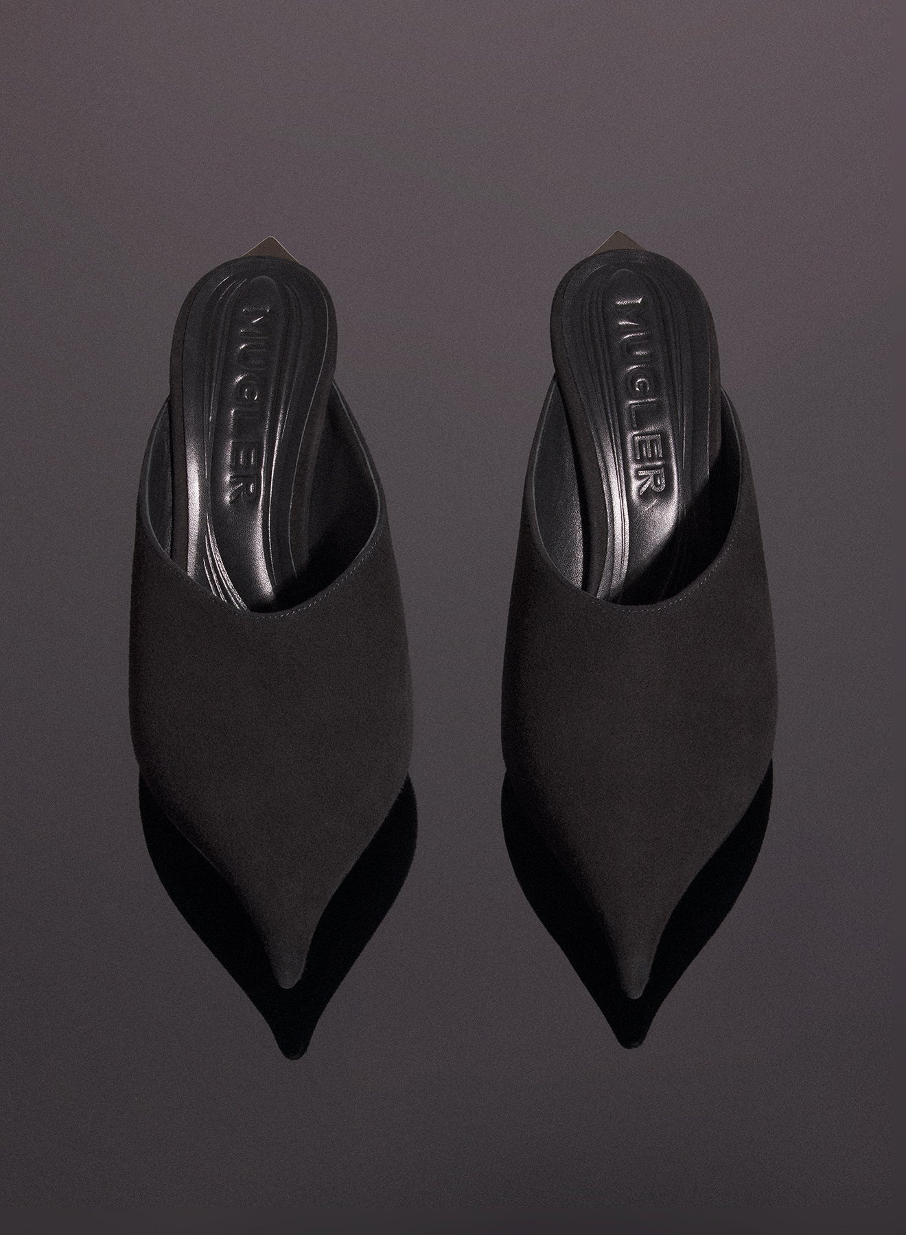 black suede Fang 95 mules - 4