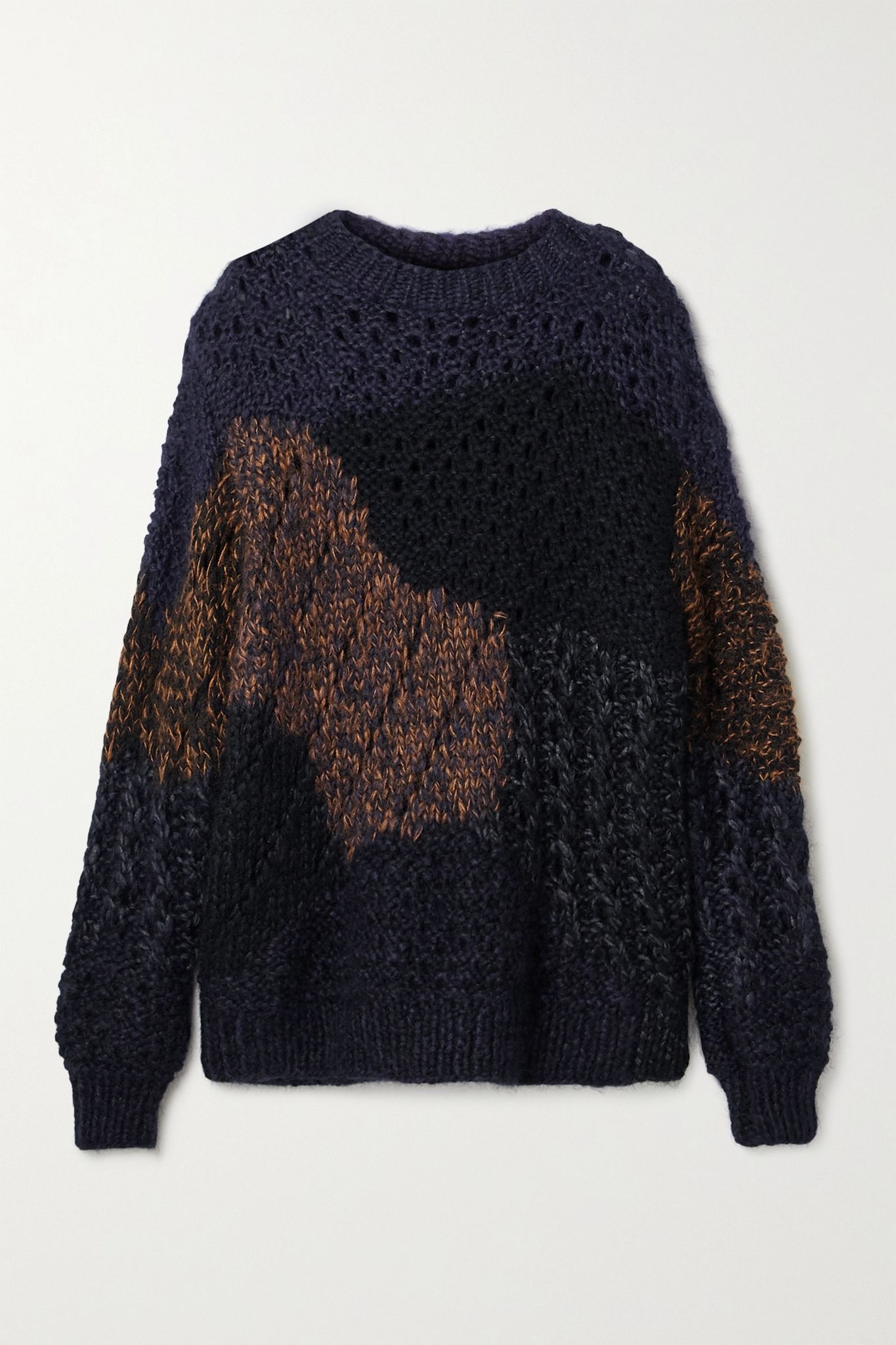 Abboi oversized intarsia open-knit sweater - 1