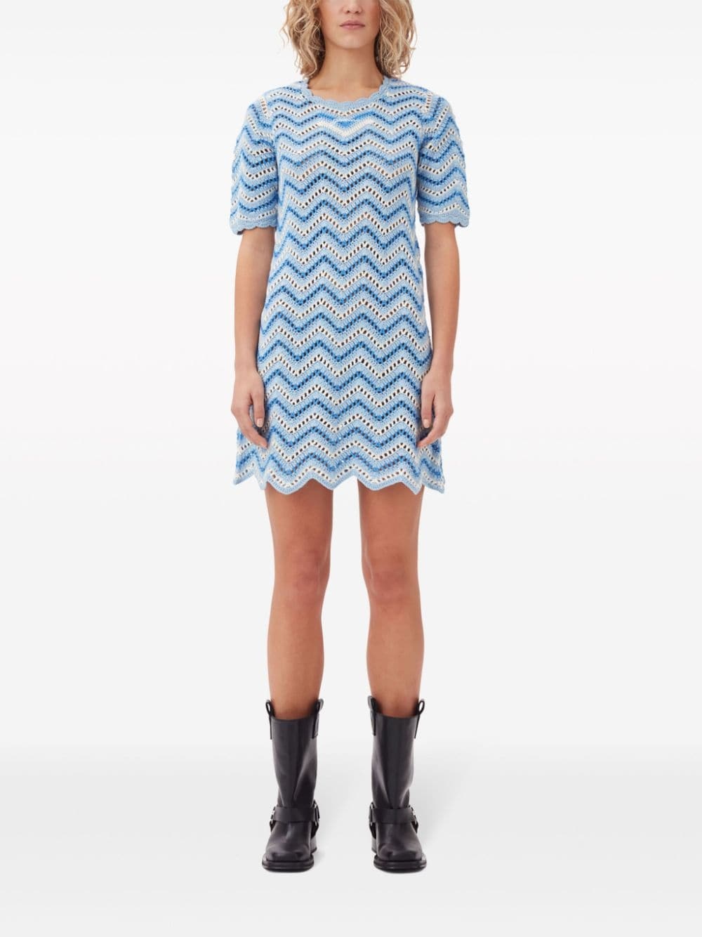 crochet-knit organic cotton minidress - 2